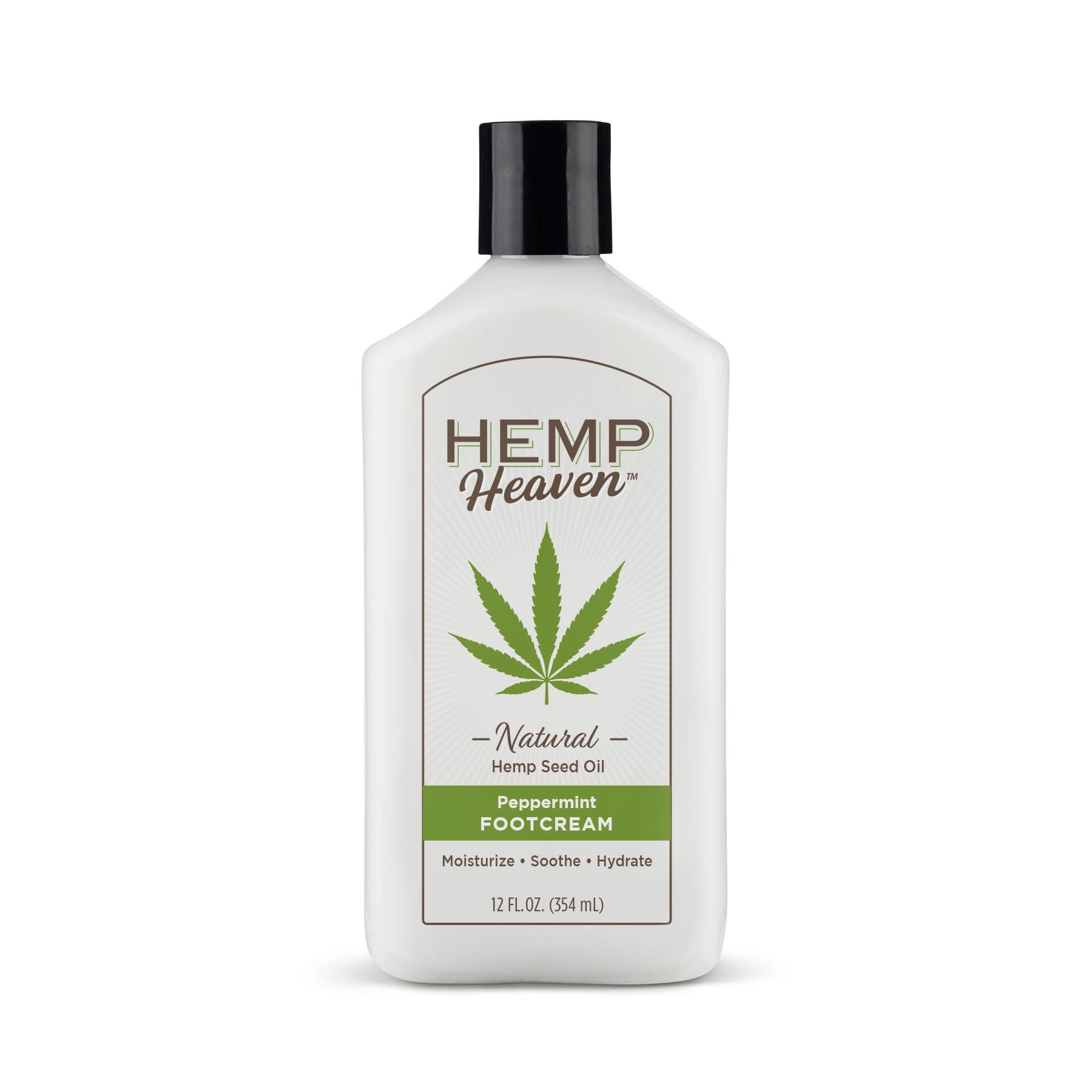 Hemp Heaven Peppermint Foot Cream Infused with Hemp Seed Oil - Hydrating Care for Dry Cracked Feet - 12 oz
