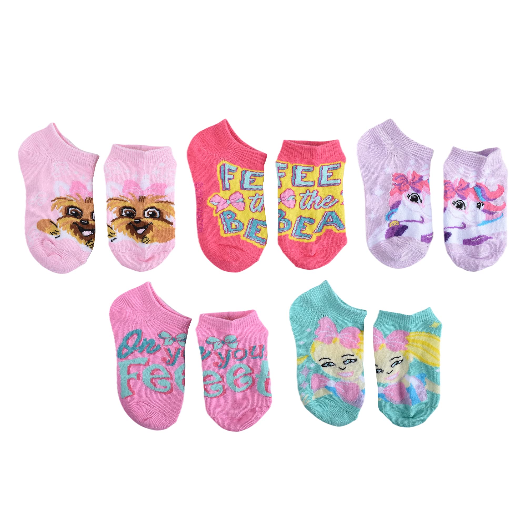 JoJo Siwa Girls No Show Socks, Blush (5 Pack), Small US