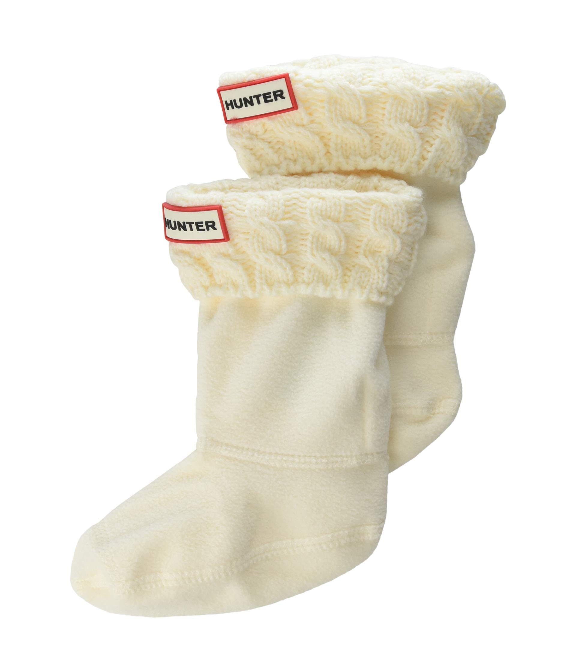 Hunter Kids Girl's Original Kids' Half-Cardigan 6 Stitch Cable Boot Socks (Toddler/Little Kid/Big Kid) Hunter White SM (Shoe 8-10 Toddler)