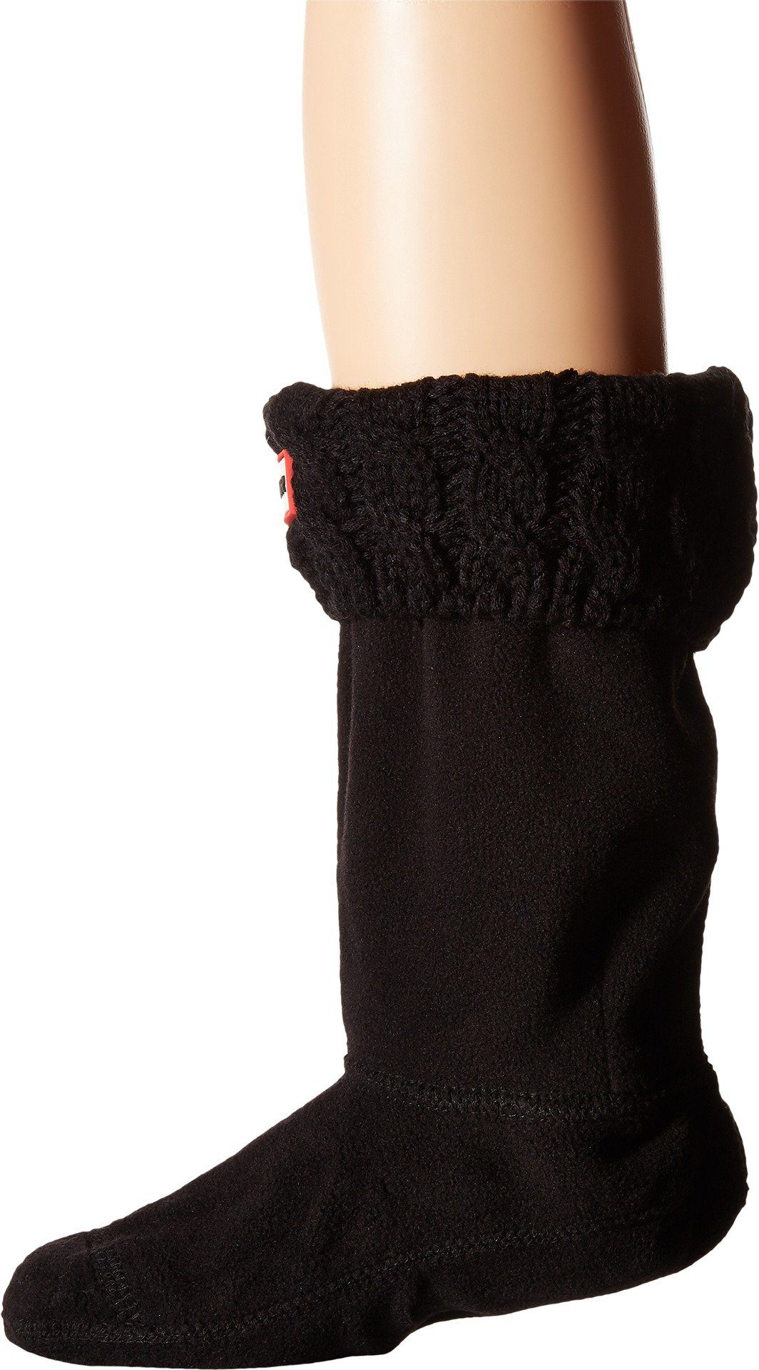 Hunter Kids Girl's Original Kids' Half-Cardigan 6 Stitch Cable Boot Socks (Toddler/Little Kid/Big Kid) Black MD (Shoe 11-13 Little Kid)