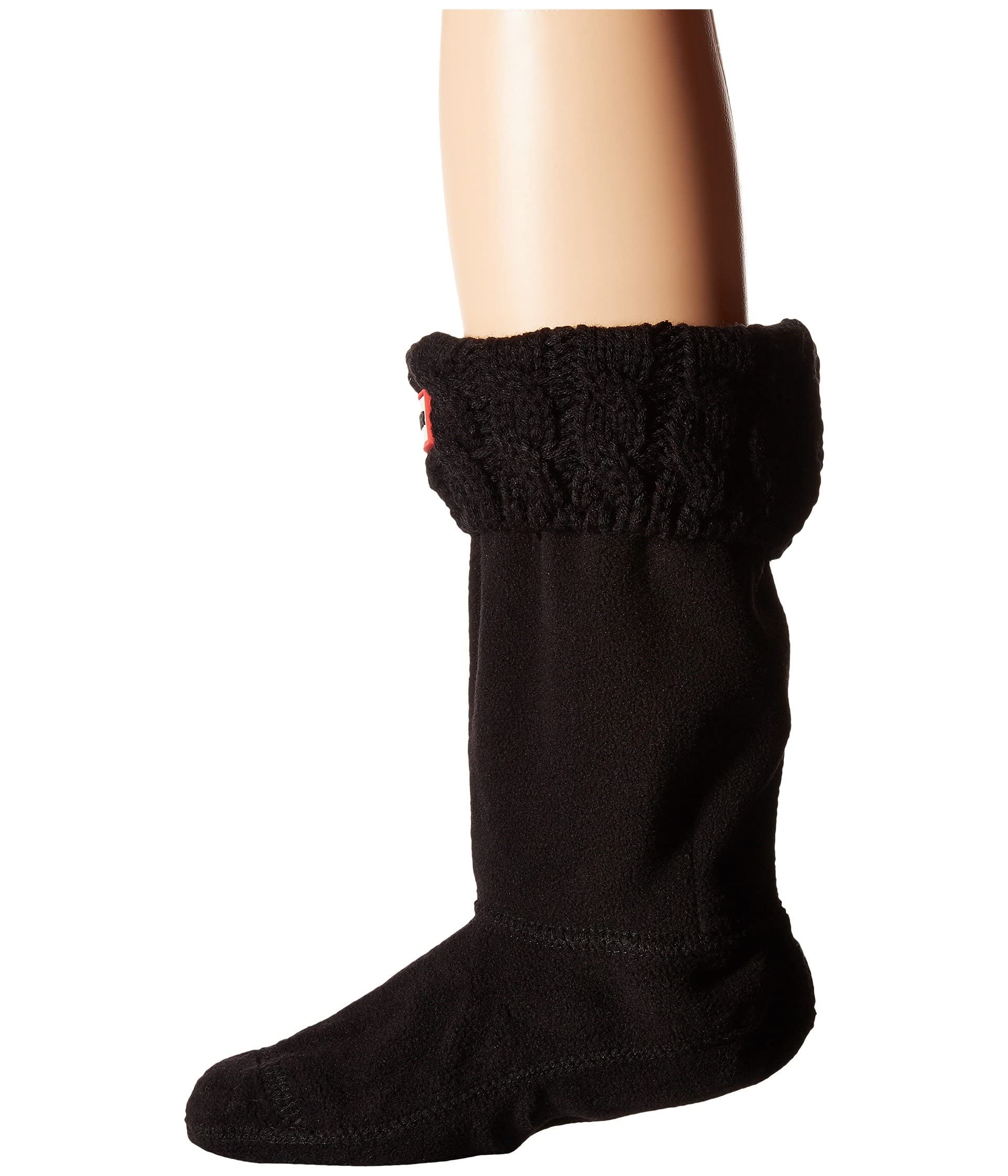 Hunter Girl's Original Kids' Half-Cardigan 6 Stitch Cable Boot Socks (Toddler/Little Kid/Big Kid) Black MD (Shoe 11-13 Little Kid)