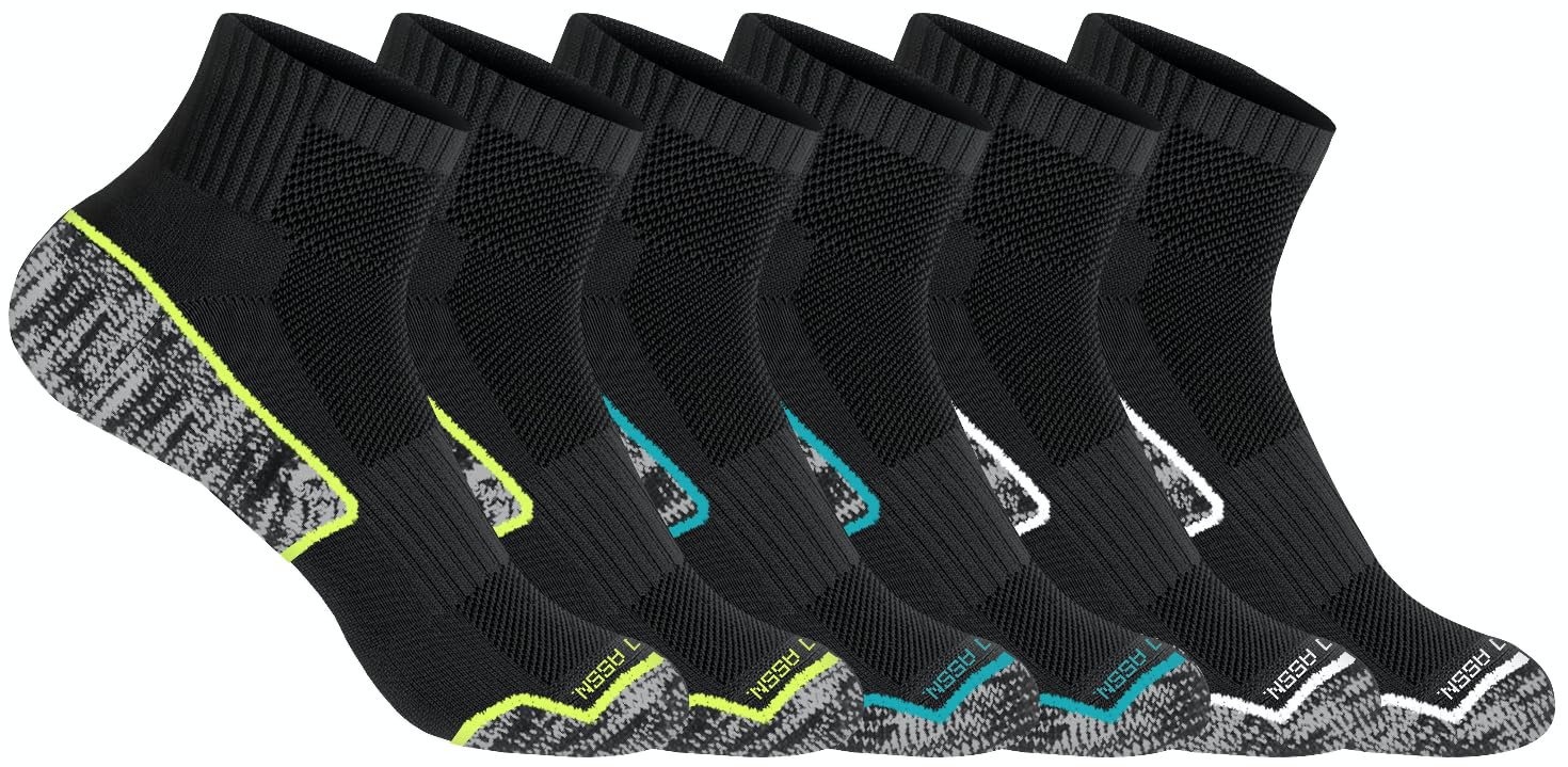 U.S. Polo Assn. 6 Pair Men's QUARTER Length Athletic Performance Socks - Ultra-Soft Moisture Control Running & Breathable Socks - Shoe Size 6-12, BLK 6338