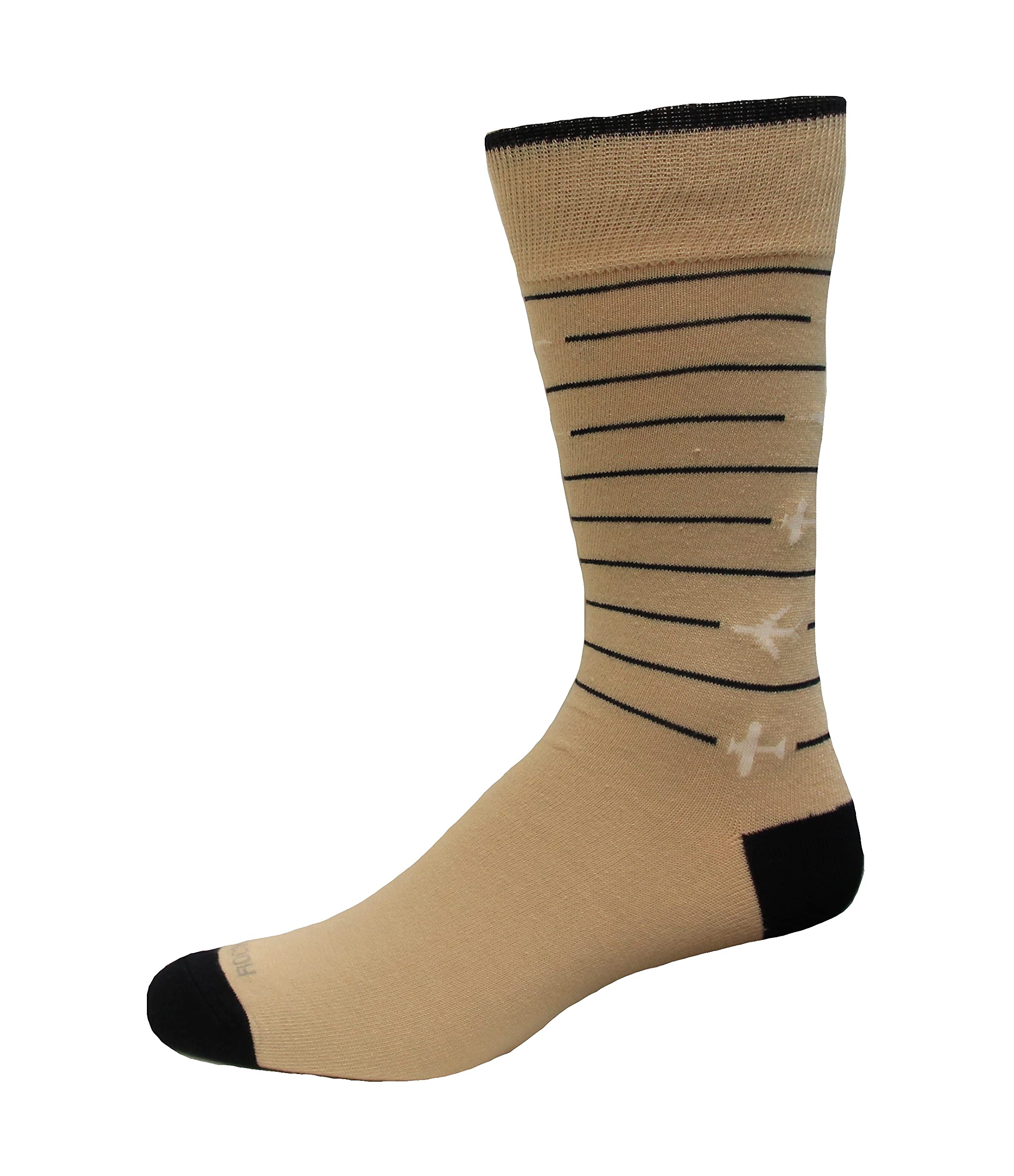 Rockport Men's Airplane Crew Socks 1 Pair, Stone, Men's US: 8-12 / EU: 41-45