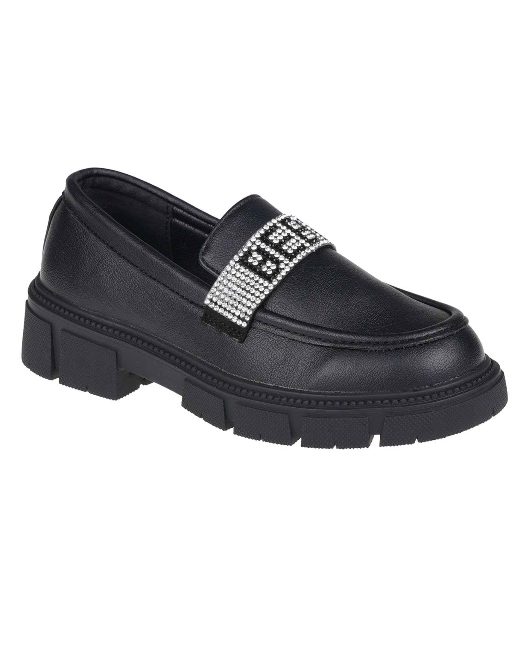 bebe Girl's Mary Jane Loafers Patent Platform Casual Black Uniform Shoes for Girls - Kids School Shoes Little Kid/Big Kid, Black 2, 12